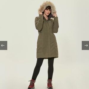 Chlorophylle jamesie down filled winter coat Women's black Hooded Parka fur trim